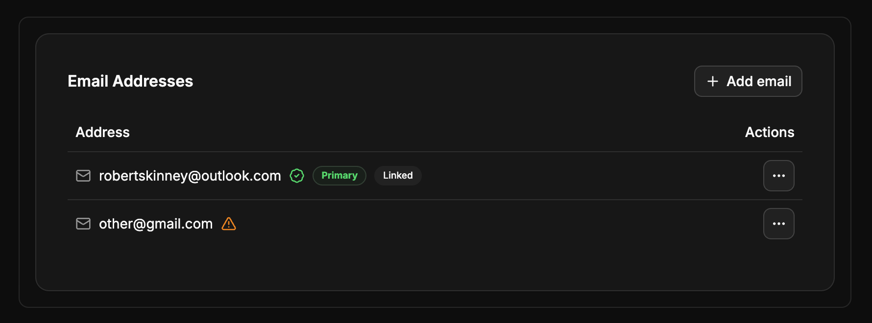 Screenshot of the email-management-1 component.