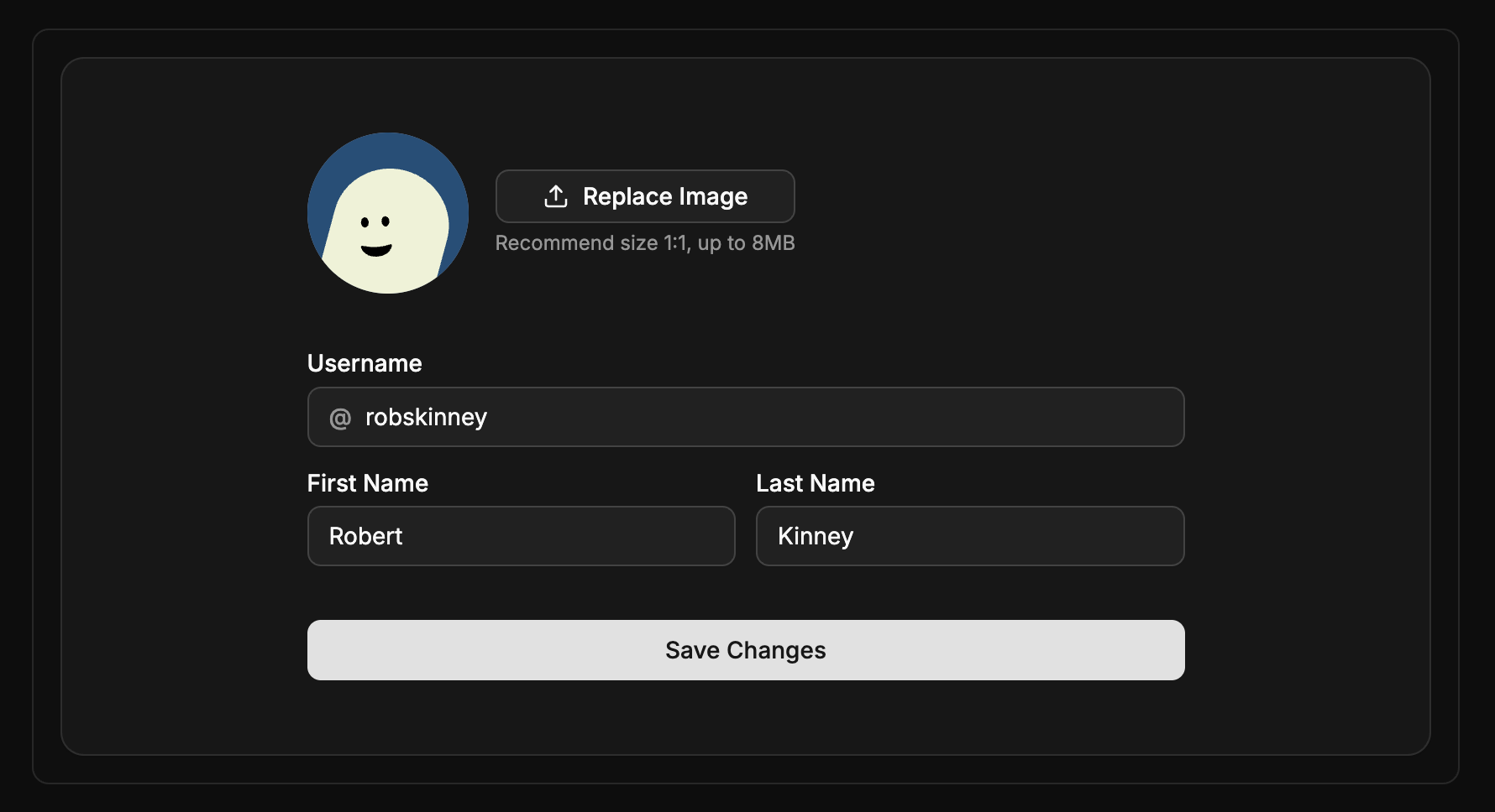 Screenshot of the profile-form-1 component.
