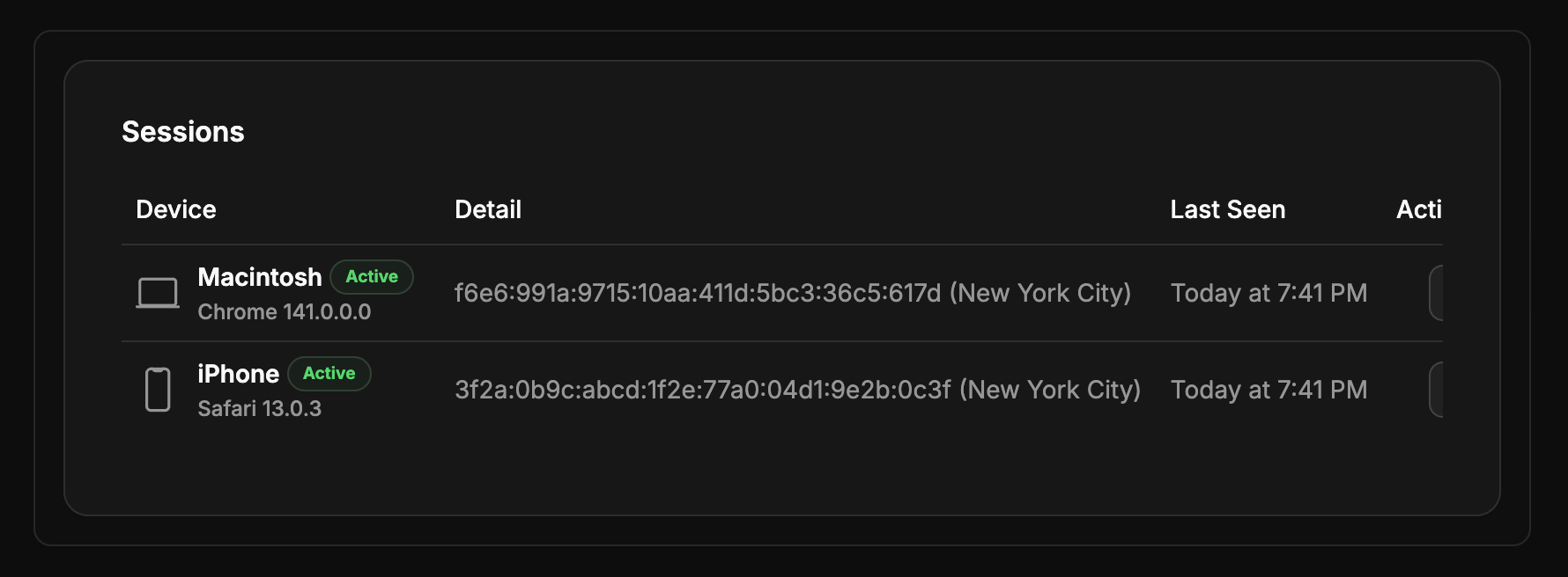 Screenshot of the session-management-1 component.