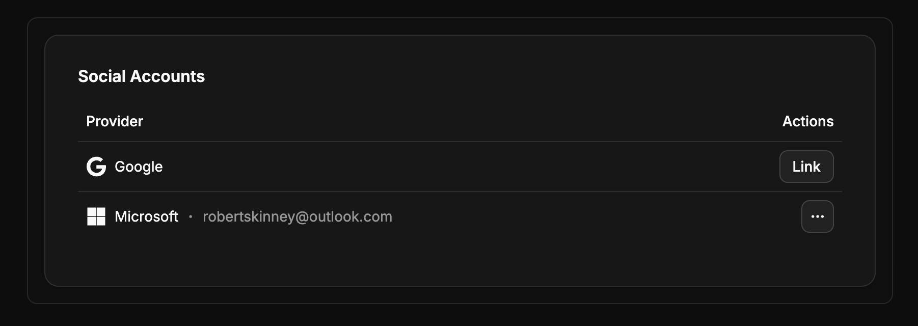 Screenshot of the social-accounts-1 component.